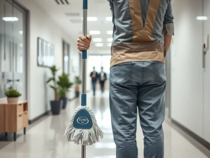 清洁服务人员使用定制logo的拖把