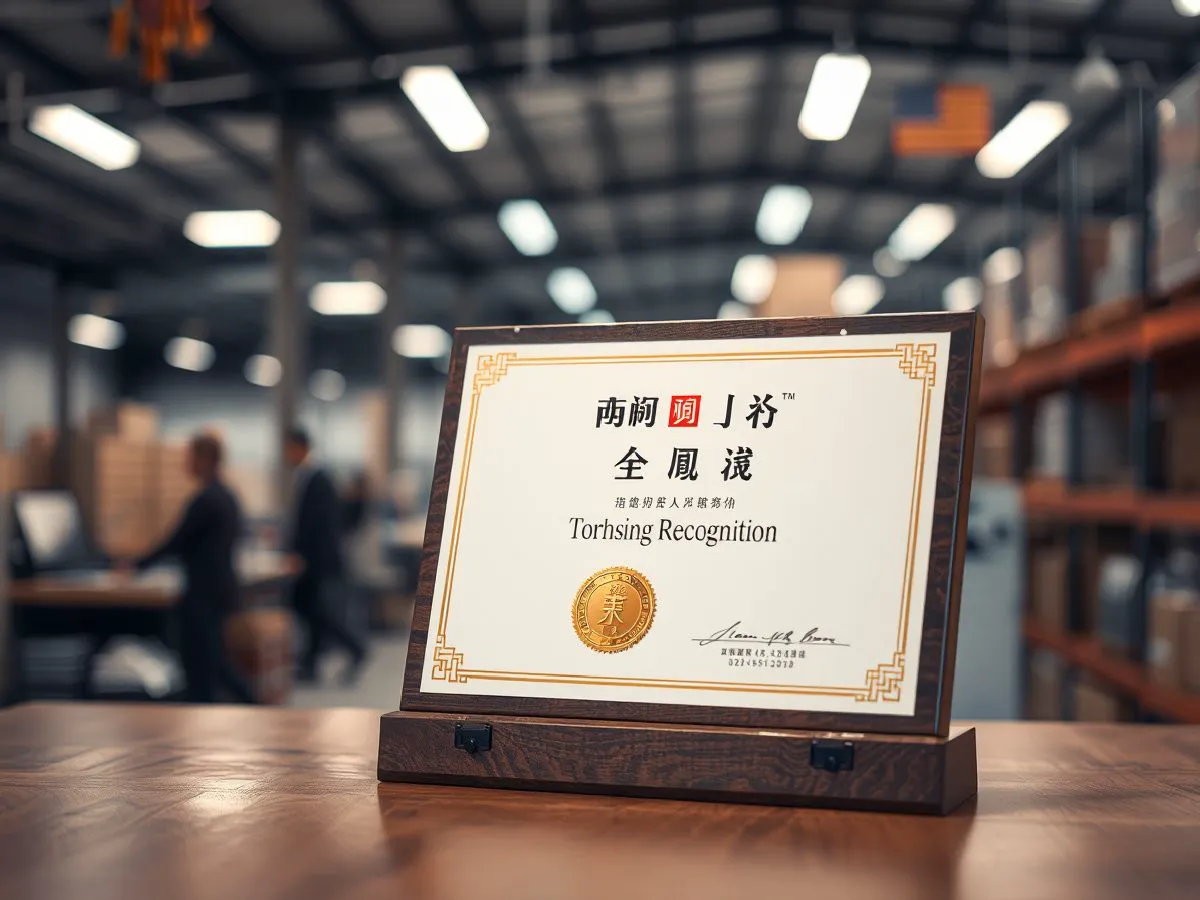 安之杰年度优秀供应商证书展示