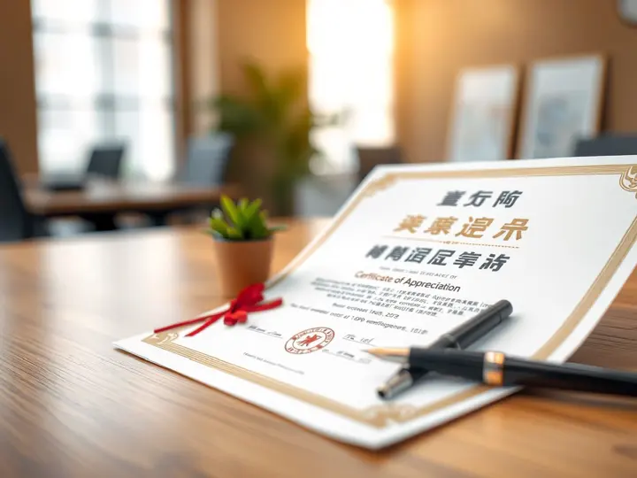 年度优秀供应商证书细节